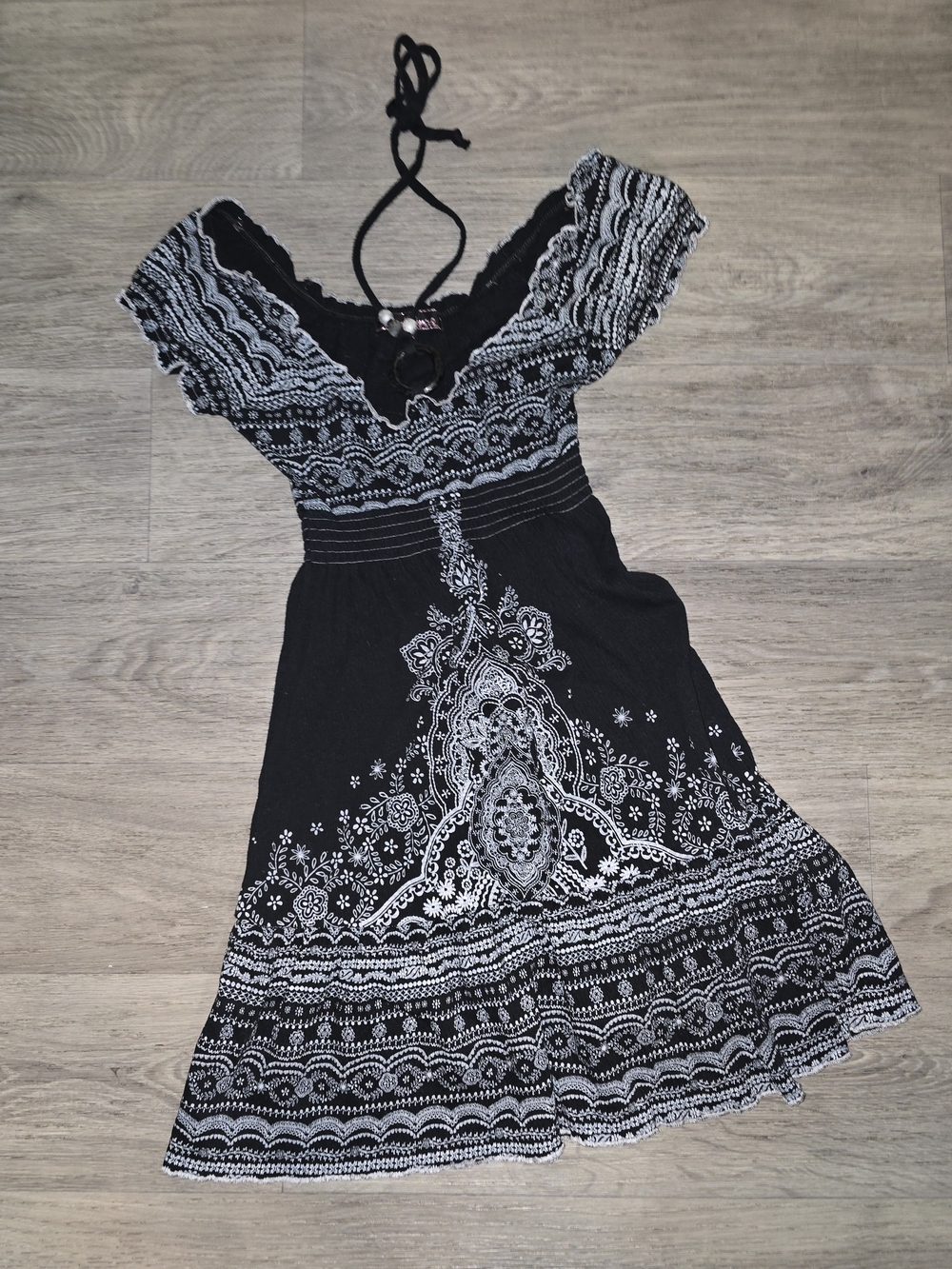 Black & White Lace-Detail Summer Dress